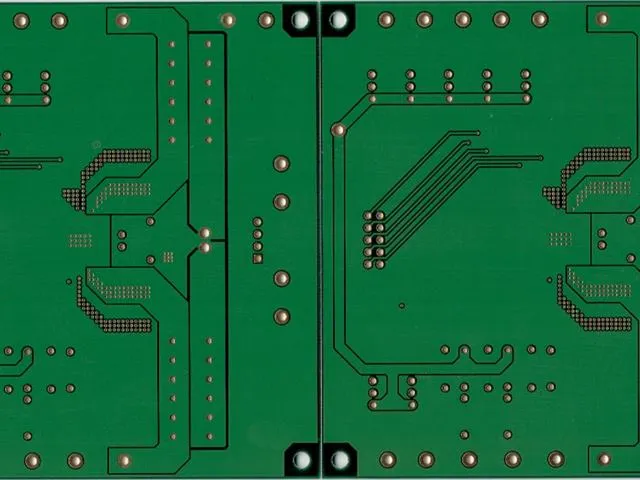 Green PCB panel with SMD footprints