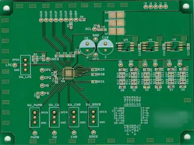 Green PCB with dense SMD component footprints
